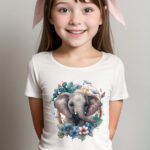 Floral elephant girls T-shirt