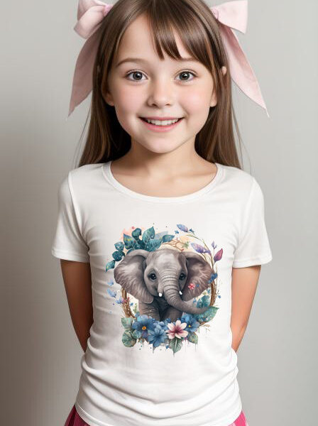 Floral elephant girls T-shirt