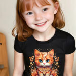 Girls T-shirt Floral cat 16