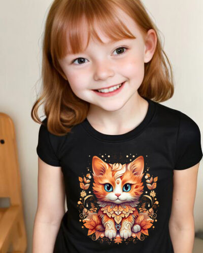 Girls T-shirt Floral cat 16