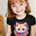Girls T-shirt Floral cat 19