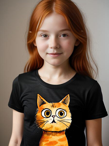 Girls T-shirt surprised Cat C