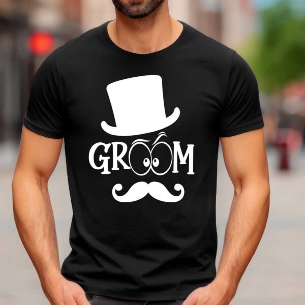 Groom T-Shirt with Top Hat & Mustache