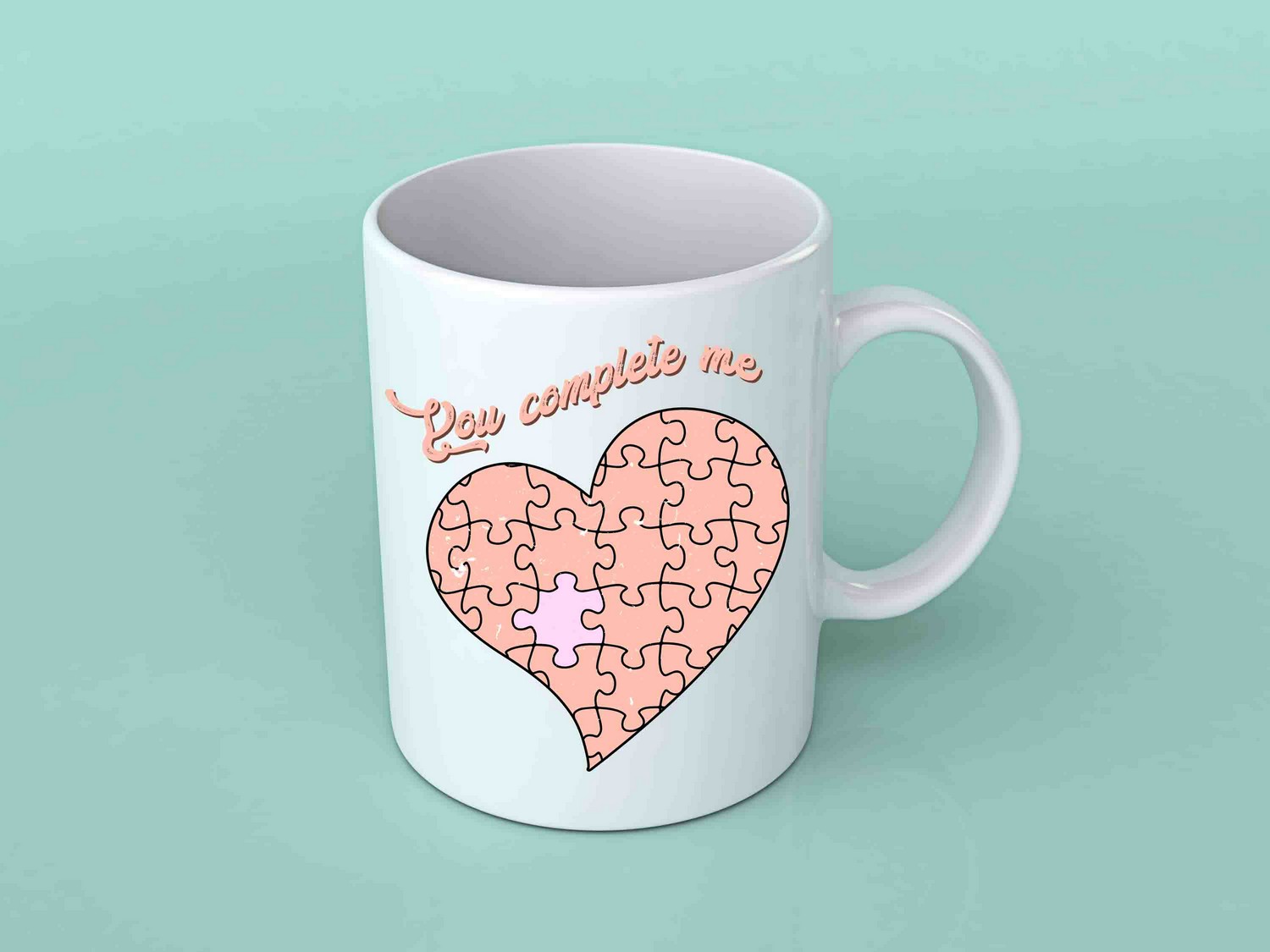 You complete me heart puzzle coffee mug