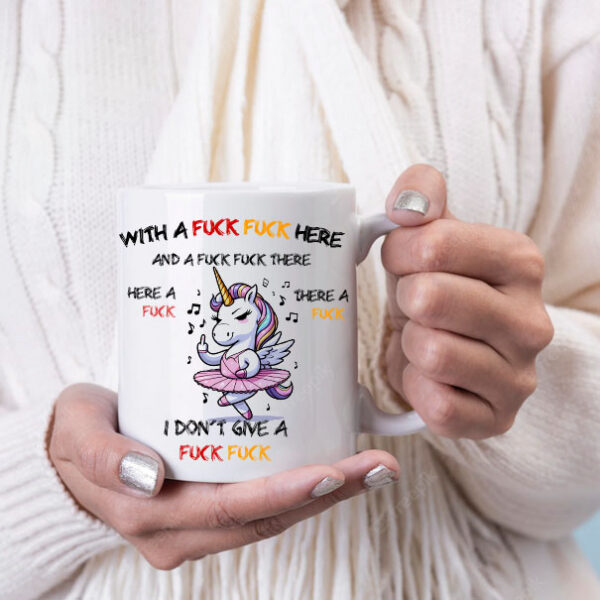 With a fuck fuck here unicorn mug 3