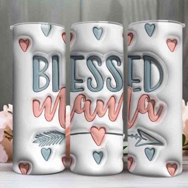 Blessed Mama skinny tumbler