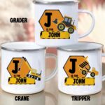 Personalized construction enamel mug