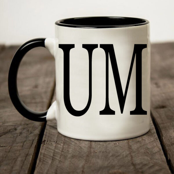 Cum black and white coffee mug