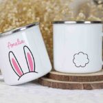 Girls bunny easter enamel mug