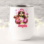 Green girl with dog and wine Tumbler