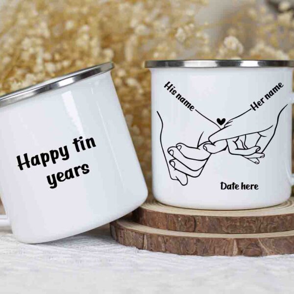 tin year enamel mug south africa – 10 year wedding anniversary personalised gift