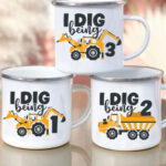 Birthday construction enamel mugs