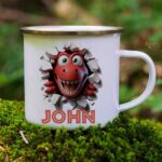 Personalised Dinosaur enamel mug 3