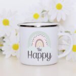 Rainbow Be happy enamel mug