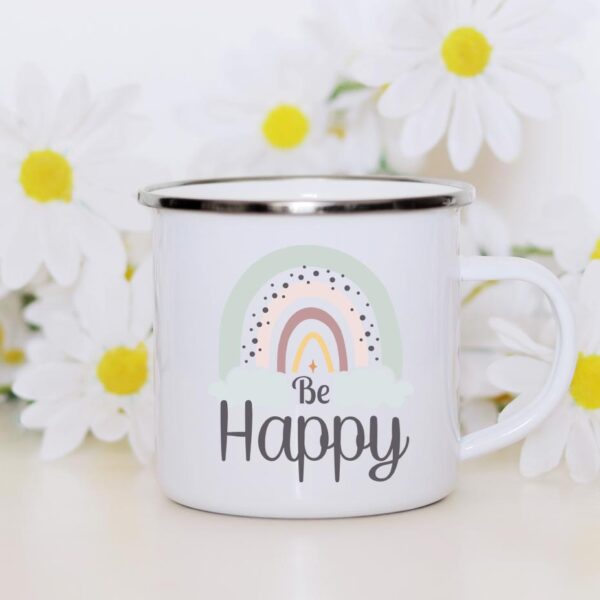 Rainbow Be happy enamel mug