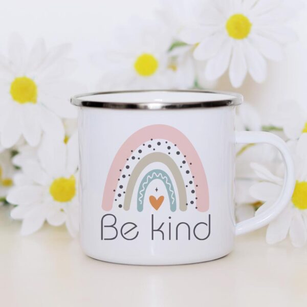 Rainbow Be kind enamel mug