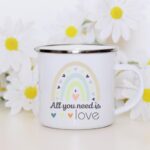 Rainbow all you need is love enamel mug