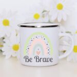 Rainbow be brave enamel mug