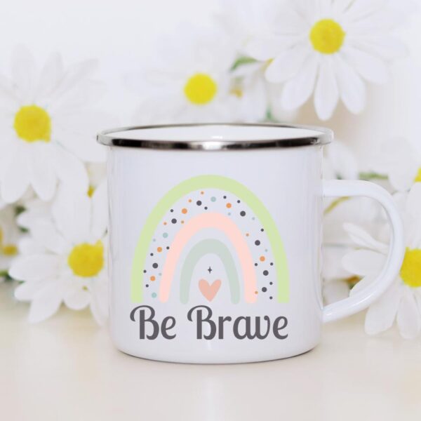 Rainbow be brave enamel mug