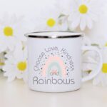 Rainbow choose love kindness enamel mug