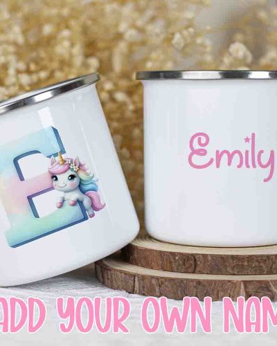 Unicorn initial and name mug