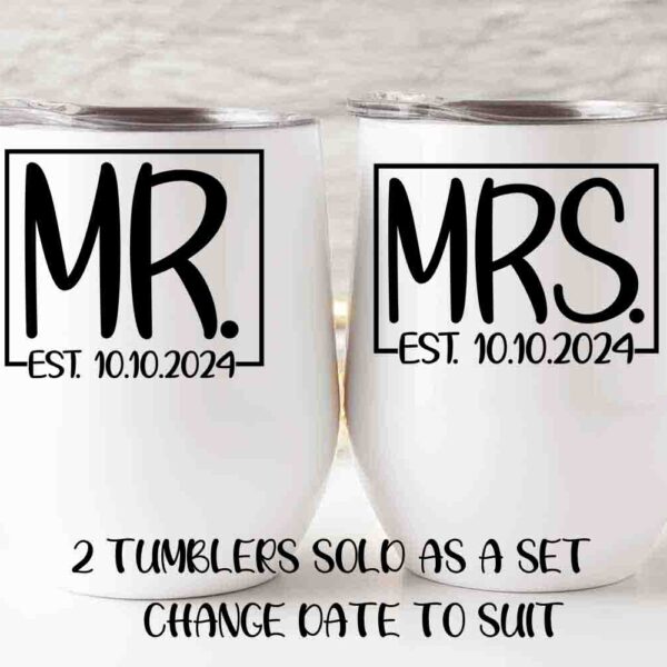 Mr and Mrs Wedding Tumbler set A