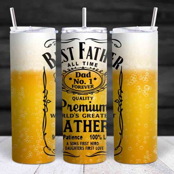 Skinny tumbler Dad best father beer