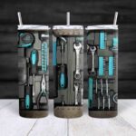 Skinny tumbler Dad toolbox blue