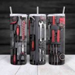 Skinny tumbler Dad toolbox red