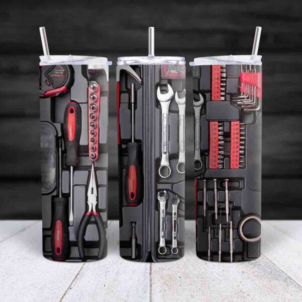 Skinny tumbler Dad toolbox red