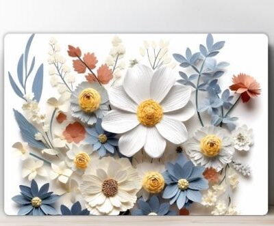 Cutting board with 3D flowers