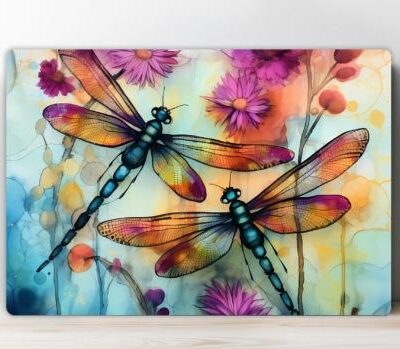 Cutting board with dragon fly