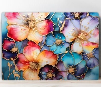 Cutting board with flowers
