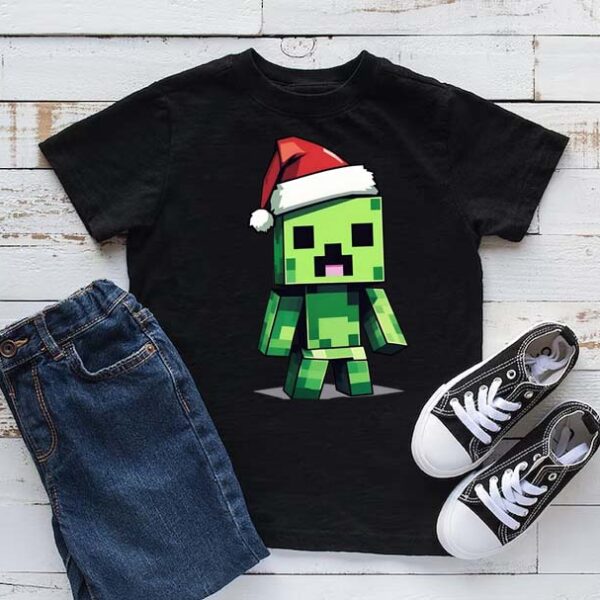Minecraft Christmas Creeper T-Shirt – Festive Gamer Gift