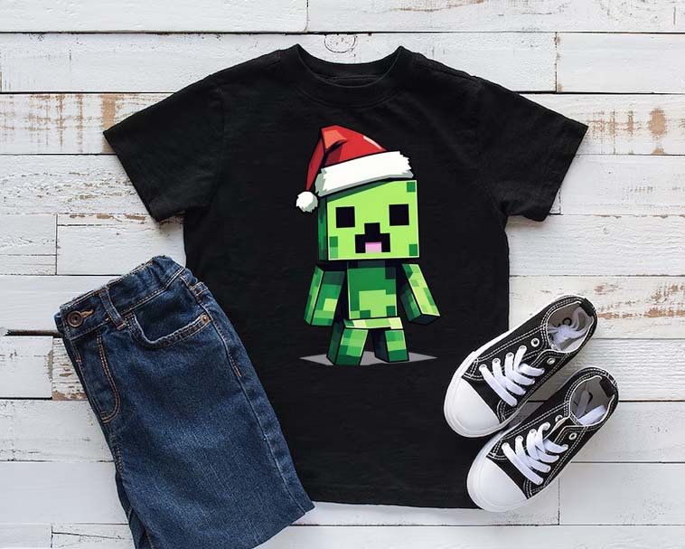Minecraft Christmas Creeper T-Shirt – Festive Gamer Gift