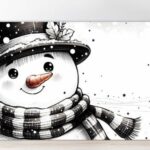 Cutting board with Snowman