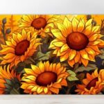 Cutting board with sunflowers