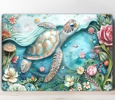 Cutting board with turtle