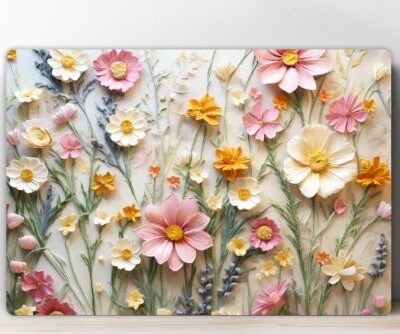 Cutting board with wild flowers