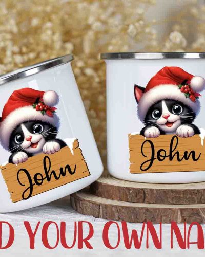 Christmas mug Peeking Kitten 2