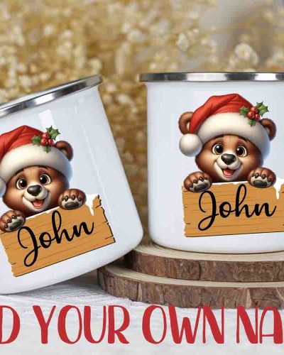 Christmas mug Peeking bear