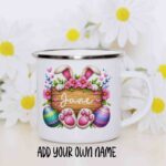 Easter bunny and name enamel mug