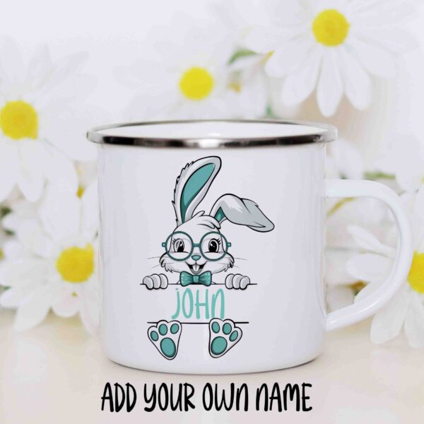 Easter bunny and name enamel mug 2