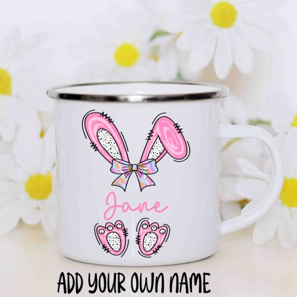 Easter bunny and name enamel mug 3