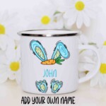 Easter bunny and name enamel mug 4