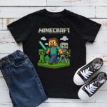 Minecraft Steve T-Shirt – Diamond Sword & Mob Battle Design