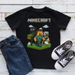 Minecraft T-Shirt – Steve with Enderman, Skeleton & Chicken