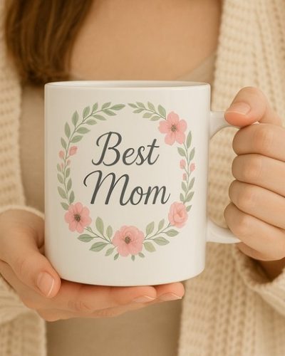 Best Mom mug with wreath