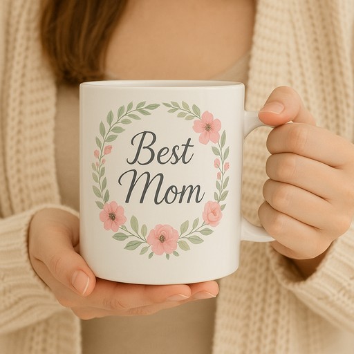 Best Mom mug with wreath