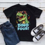 Dino Four Dinosaur Birthday T-shirt